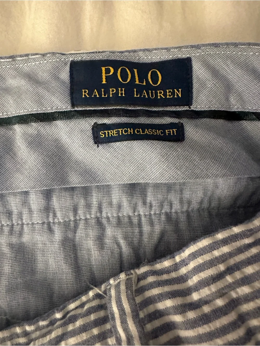 Polo by Ralph Lauren Navy Anchor Embroidered Blue & White Striped Men’s Shorts